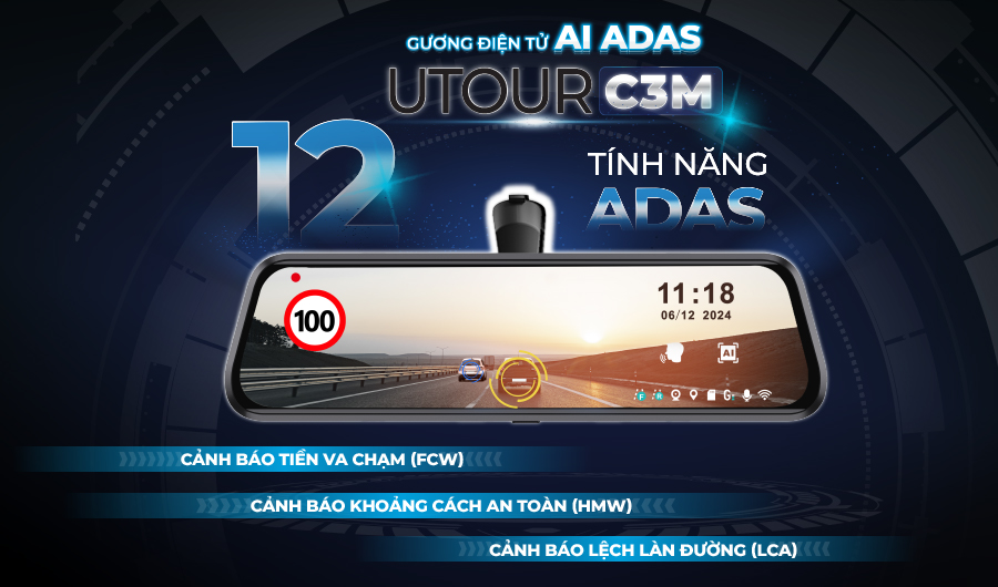 Gương điện tử AI ADAS UTOUR C3M