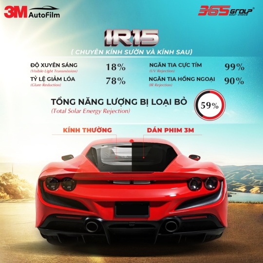 Dán phim cách nhiệt 3M IR15 Ceramic hồng ngoại kính lưng sau