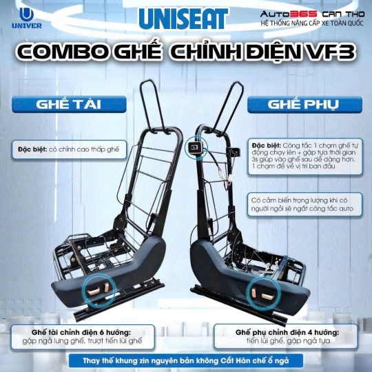 Combo Ghế Chỉnh Điện VF3 - Trải Nghiệm Đỉnh Cao Cho Xế Yêu